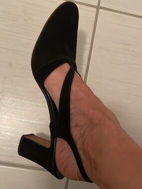 Amalfi Rangoni Black leather sling back shoes